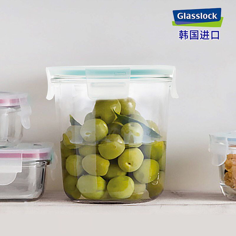 Glasslock进口钢化玻璃装汤密封盒微波炉汤粥碗大容量带汤保鲜盒