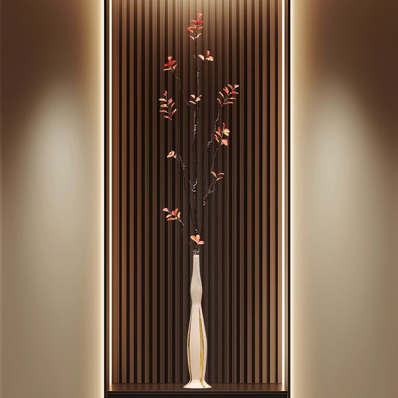 进门玄关壁龛细长竖高艺术花瓶摆件客厅插花仿真花高档创意工艺品