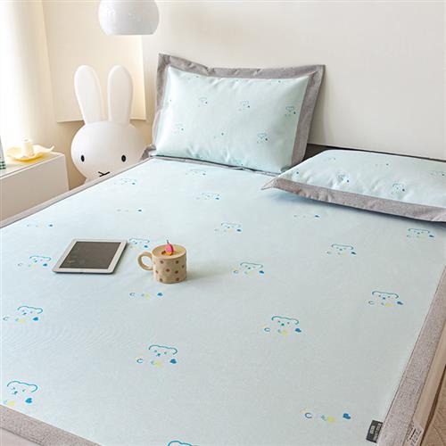 夏季可爱卡通风冰丝凉席三件套床席床笠款儿童可水洗可折叠空调席