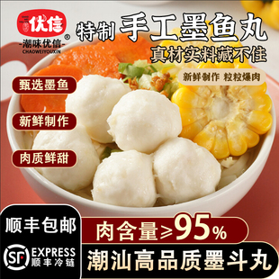 潮味优信手打墨鱼丸无添加潮汕特产火锅丸子实心肉丸达濠花枝丸