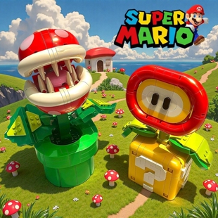 食人花火焰花积木儿童益智6-12岁高难度拼装模型男孩玩具拼图礼物