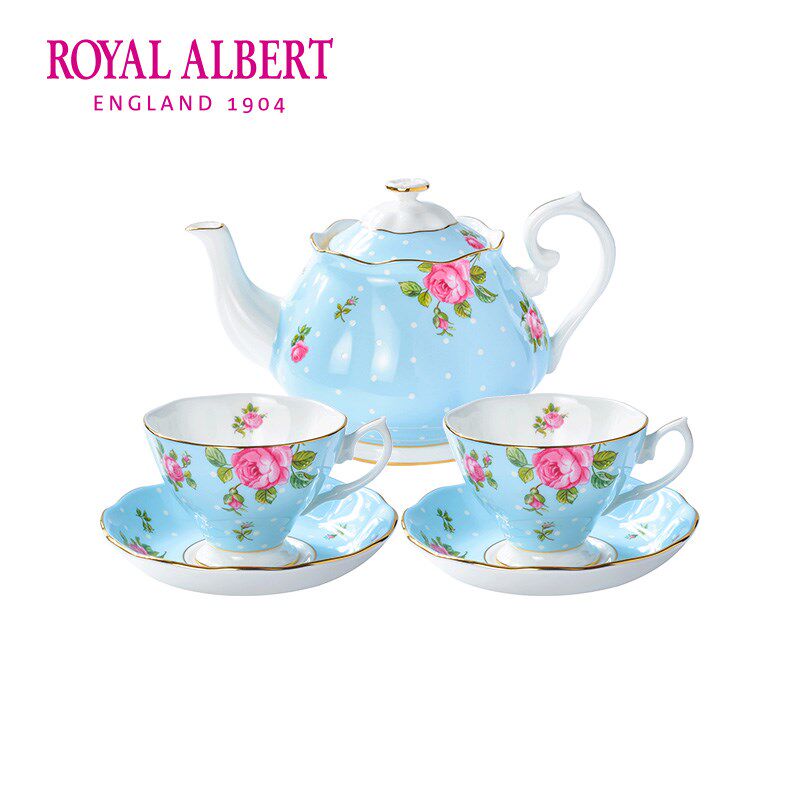 Royal Albert阿尔伯特骨瓷茶壶茶杯咖啡杯套装一壶两杯两碟礼盒