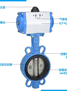 D671X-16Q对夹式气动蝶阀水阀切断阀DN50 65 80 100 125 150 200