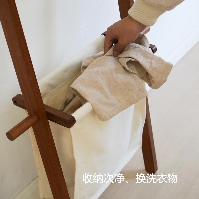 实木衣帽架落地卧室挂衣架家用小尺寸临时收纳架靠墙梯子次净衣架