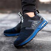 工厂工地鞋 男大码 套脚气垫底网面 防砸防穿刺钢头安全防护鞋 劳保鞋