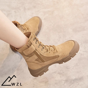 薄款 WZL馬丁靴女款 夏季 徒步戶外登山鞋 2025新款 沙漠靴高幫短靴子