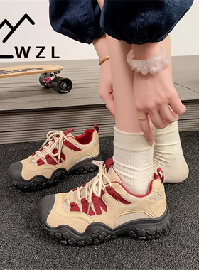 WZL新款丑萌鞋女户外徒步登山鞋透气防滑休闲运动鞋百搭老爹鞋