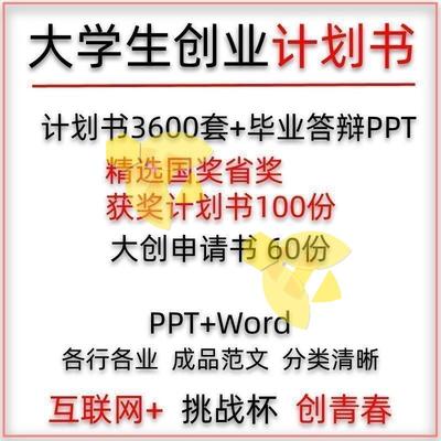 大学生创新创业大赛项目计划书精选范文模板大创挑战杯申报书模板