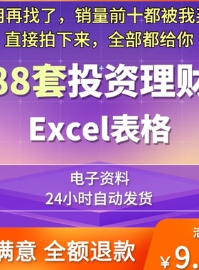 88套投资理财Excel表格模板股票基金收益统计预算管理计划回报率