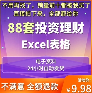 88套投资理财Excel表格模板股票基金收益统计预算管理计划回报率