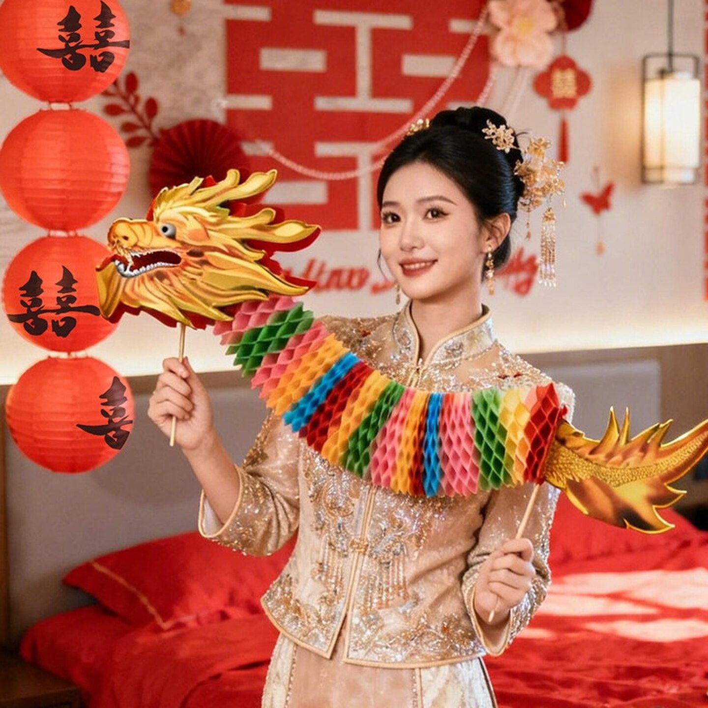 结婚礼拍照道具晨袍接亲新娘女氛围出片神器伴娘拉花游戏创意拍摄