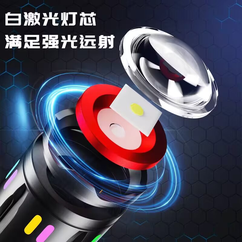手电筒白激光超亮炫彩荧