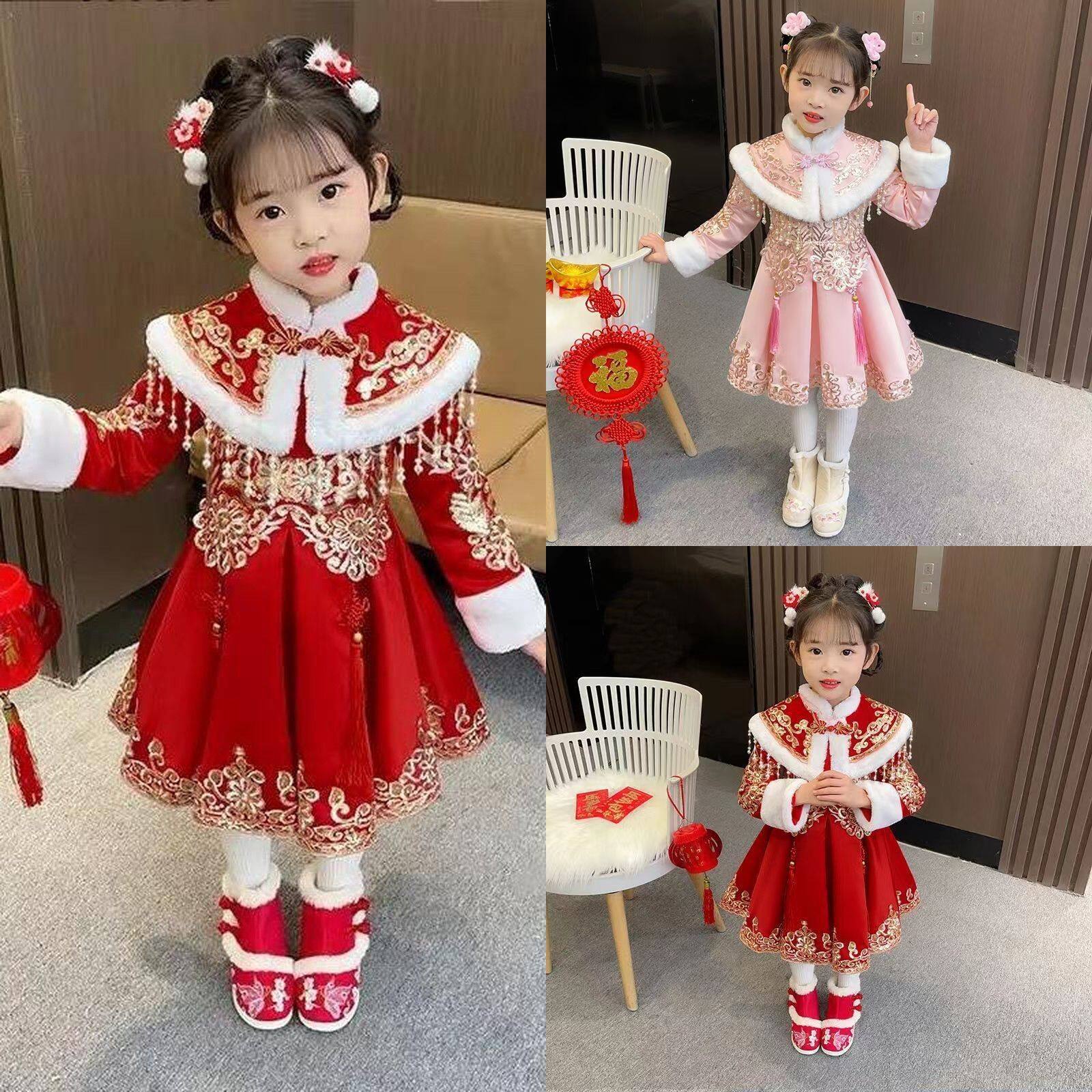 新款汉服女童冬装连衣裙