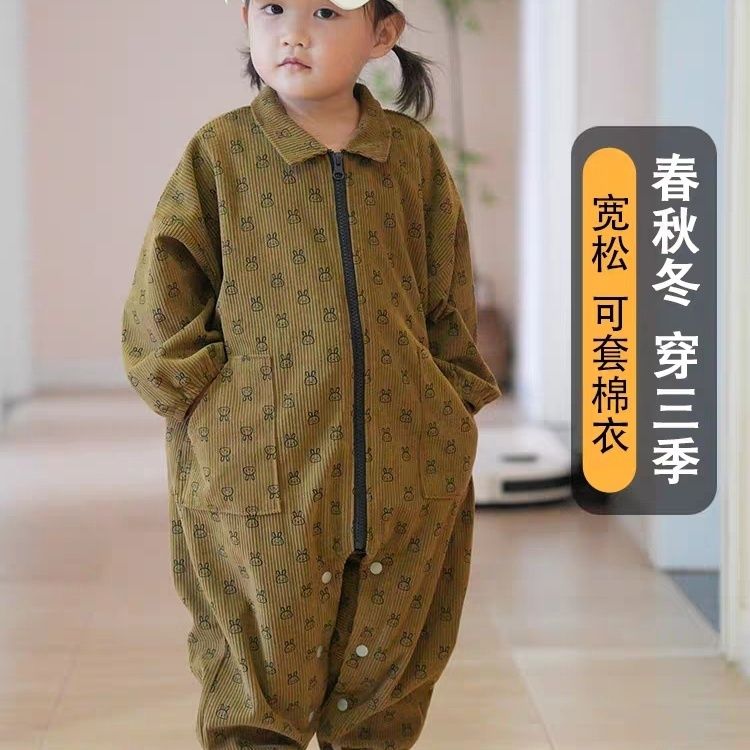 宝宝爬爬服拉链灯芯绒户