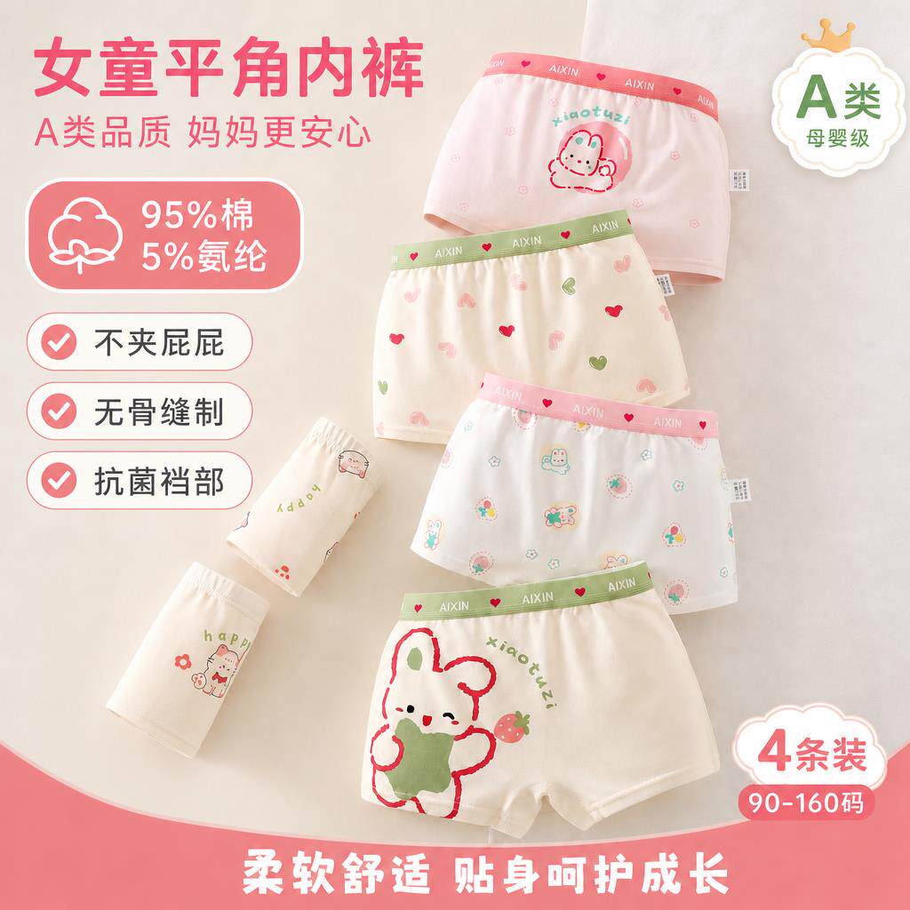 女童内裤纯棉平角儿童全