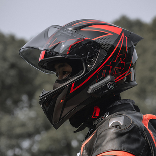 艾狮摩托车头盔男全盔机车仿赛四季通用3C认证骑行蓝牙双镜大头围