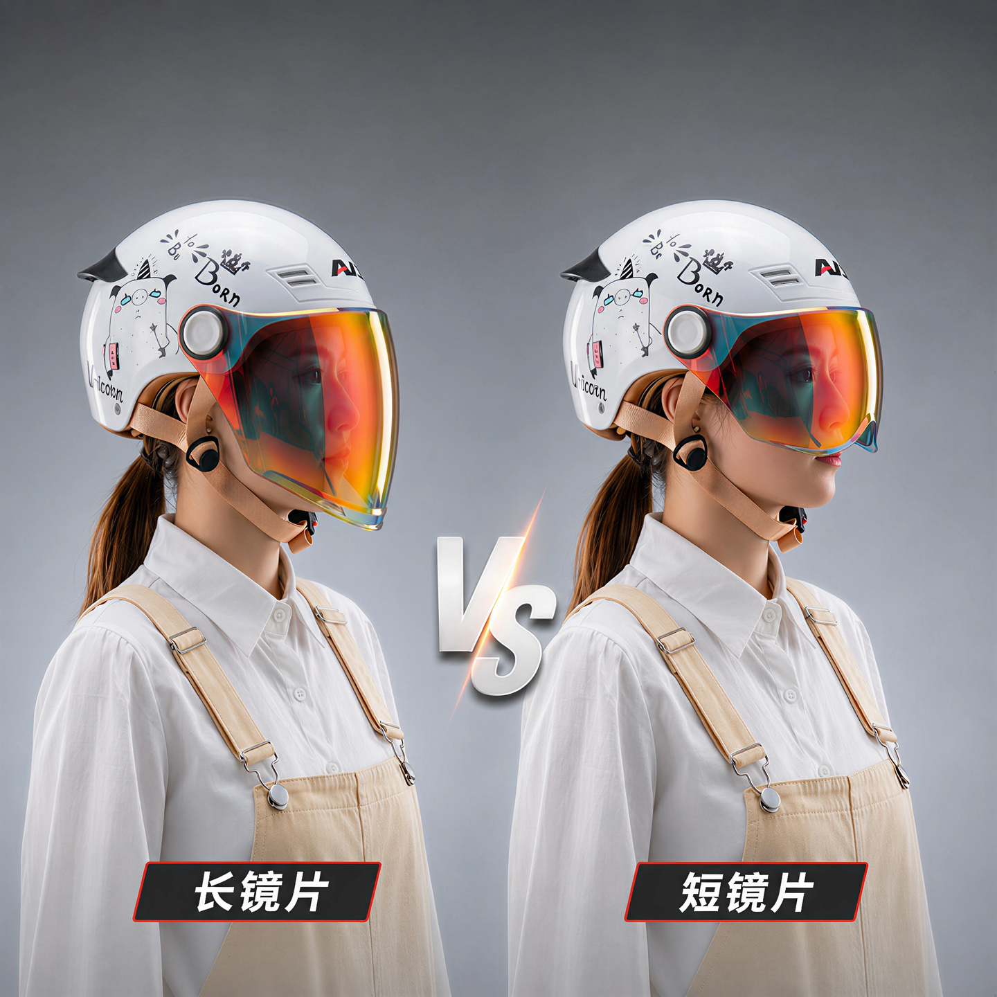 艾狮头盔女电动车摩托车夏季防晒3c认证四季通用防紫外线全脸半盔
