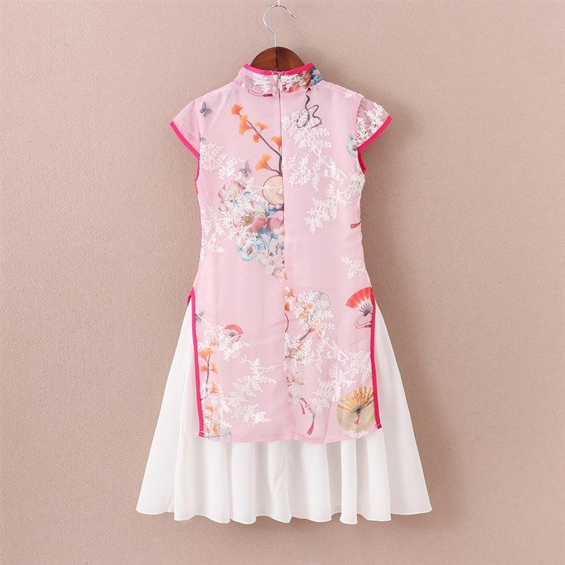 女童改良版旗袍春夏季儿童唐装中国风古筝演出服小女孩洋气连衣裙