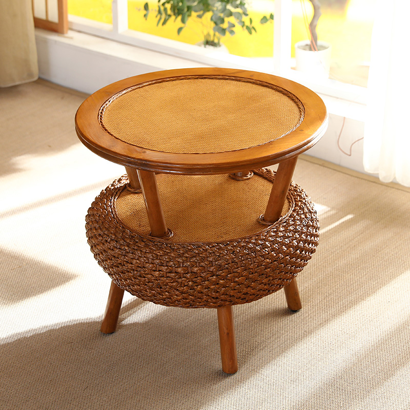 新中式藤编小椅子家用客厅座椅懒人藤椅矮凳实木榻榻米阳台靠背椅