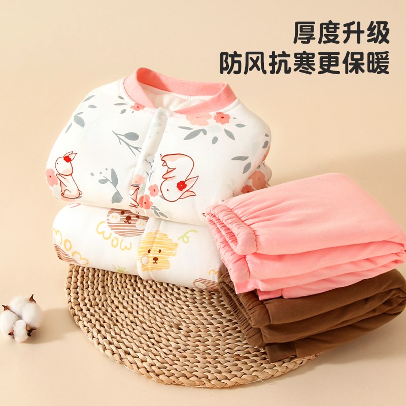 宝宝棉服套装冬装婴儿保暖加厚秋冬季男女童夹棉衣服儿童棉衣棉裤