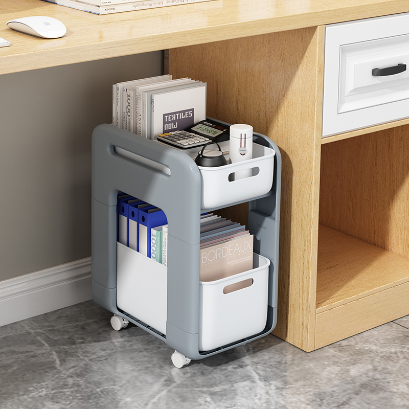 书桌下收纳柜办公室置物架书架落地可移动工位放包神器抽屉小推车