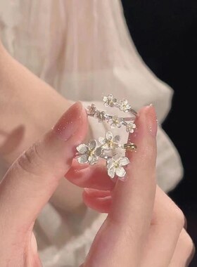 网红小众鸢尾花开口可调对戒