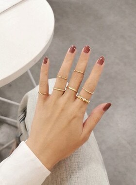 日韩简约冷淡风戒指8件套