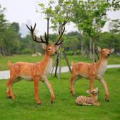 户外梅花鹿玻璃钢雕塑园林景观装 饰花园草坪造景公园彷真动物摆件