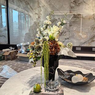 售楼处样板房餐桌花桌花人造花设计师花定制创意风格装置浴室