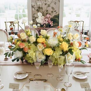 餐厅餐桌桌花装饰宴会布置会议室桌花台花彷真花酒店桌面摆花摆件