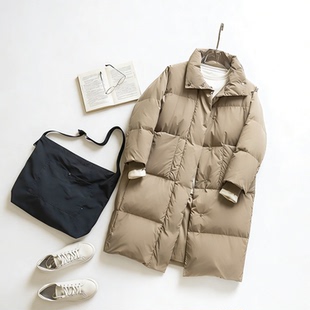 清仓女款过膝中长款羽绒服鸭绒加厚防风防泼水立领派克服羽绒衣女