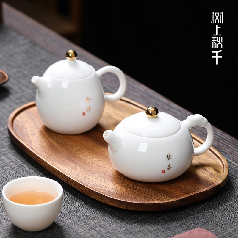德化羊脂玉白瓷茶壶陶瓷家用简约手工单壶西施壶功夫茶具泡茶喝茶