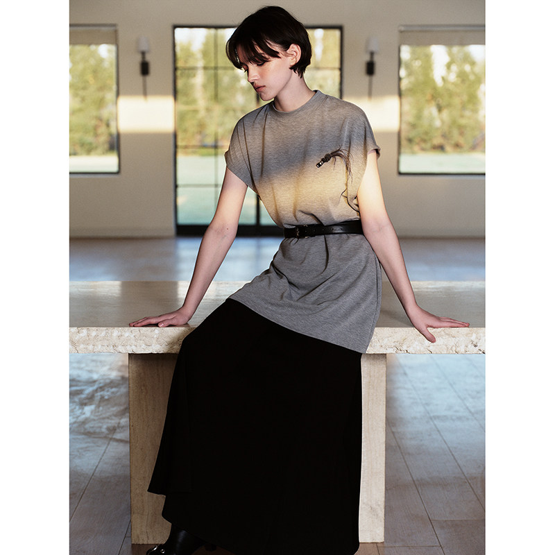 MINGSI x JEEN夏季烟灰色云感背心上衣中长款包袖T恤JB102141504,女装/女士精品,T恤,淘宝优惠券,粉丝福利购,淘宝优惠卷