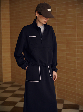 【商场同款】JEEN2025早秋炭灰色空气层立领卫衣休闲JB103110235