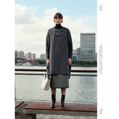 MINGSI秋冬云岩灰斗篷大衣羊毛外套MC104011635