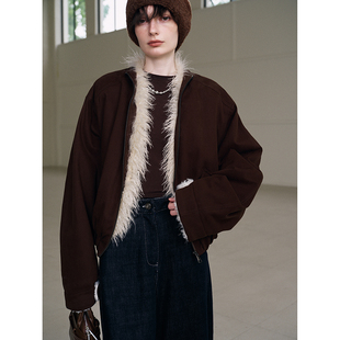 【商场同款】JEEN25冬 慕斯棕毛感短款夹克短款外套JB104070907