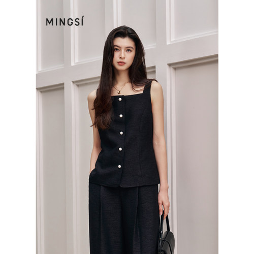 MINGSI女装黑色定制设计马甲