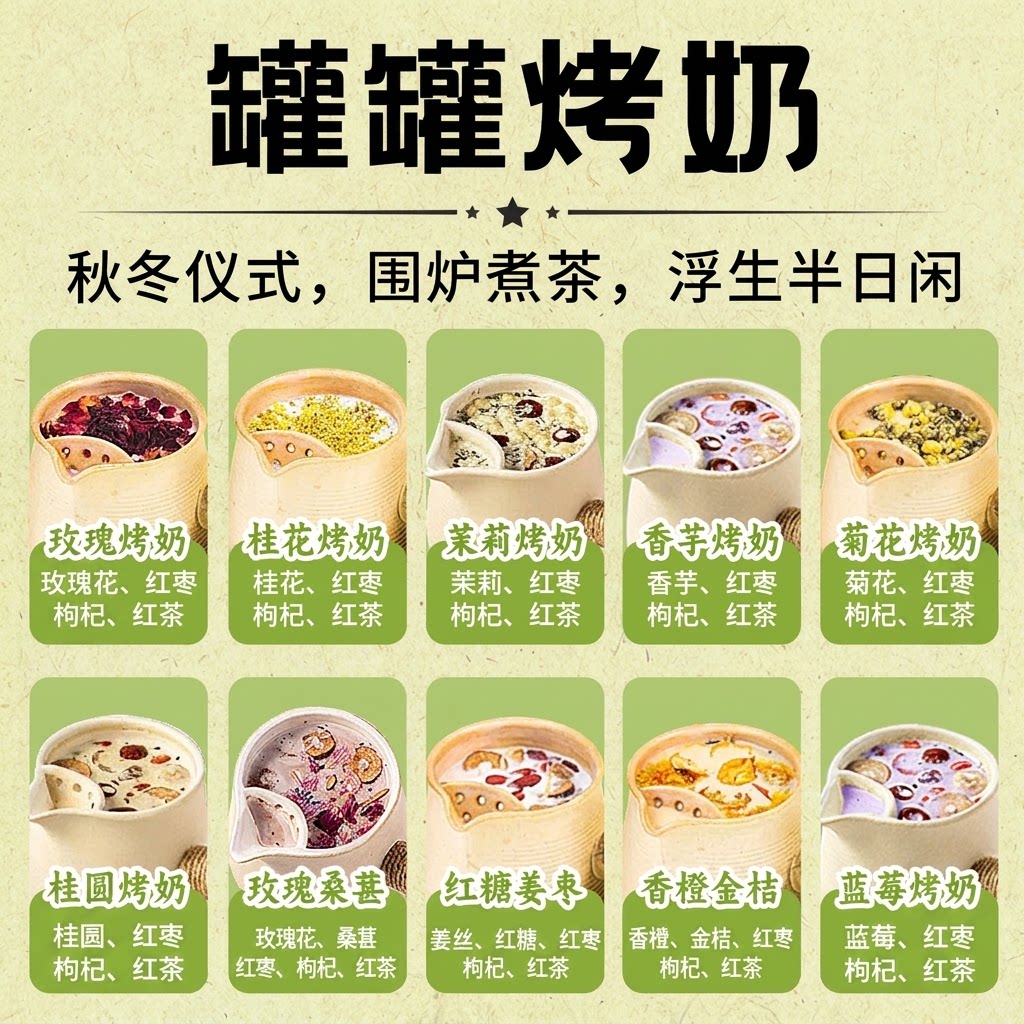 云南罐罐烤奶玫瑰红枣烤奶茶围炉煮茶材料包茉莉奶茶秋冬喝的奶茶