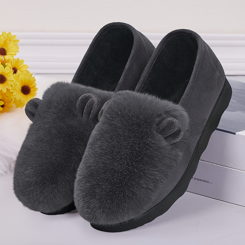 加绒加厚豆豆鞋女防滑妈妈鞋