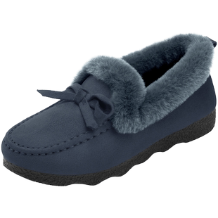 豆豆鞋女冬加绒保暖老北京布鞋软底一脚蹬防滑时尚女款运动毛毛鞋