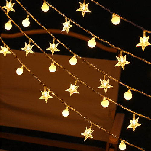 露营串灯LED星星圆珠复古氛围灯