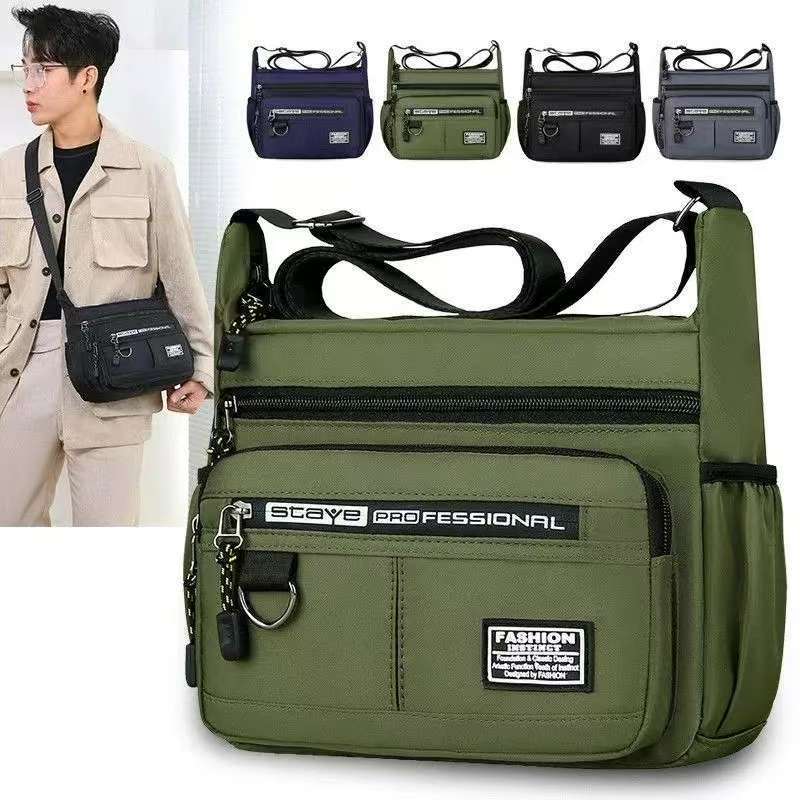 名佳怡男包多口袋时尚斜挎包大容量男士单肩包防水耐磨休闲商务包