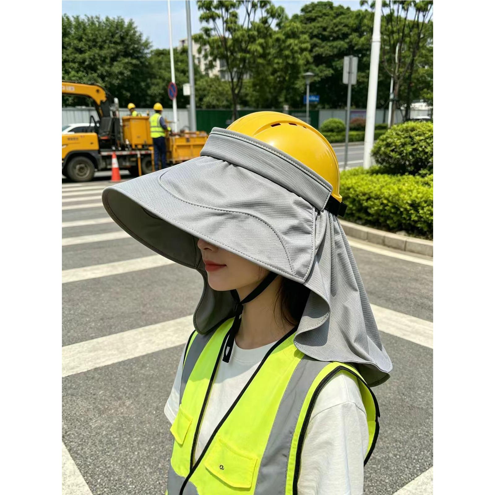 户外工地安全帽带防晒檐男女夏季