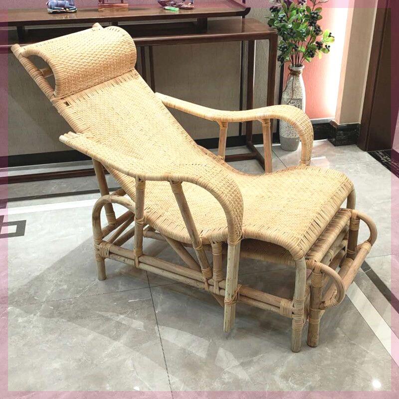 竹藤躺椅天然老式躺椅休闲纯手工编织真藤印尼竹藤午休椅老人藤躺