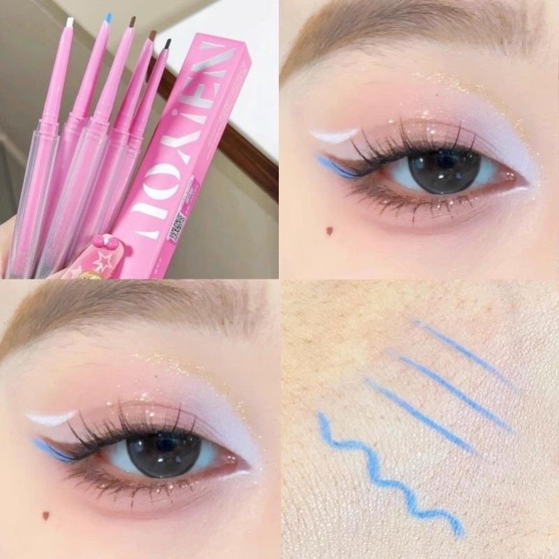 NEIYOU那柚蓝色彩色马卡龙眼线胶笔防水不晕染黑色棕下至卧蚕两用