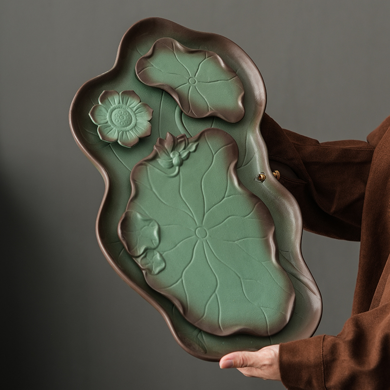 茶盘家用新款小型干泡台日式茶台复古茶具套装排水储存式功夫茶海