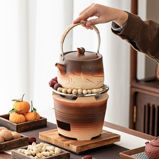 冬天围炉煮茶炭火炉煮茶壶可干烧专用全套陶壶明火碳火烤茶烧水壶