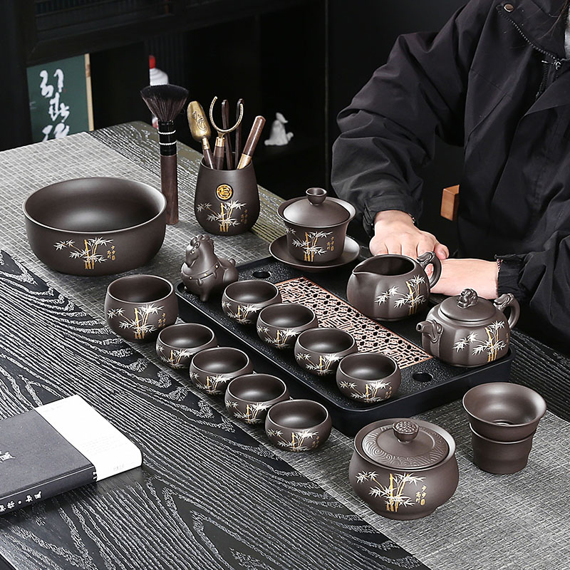 紫砂功夫茶具套组2025新款一整套自动家用中式茶杯茶壶泡茶用品