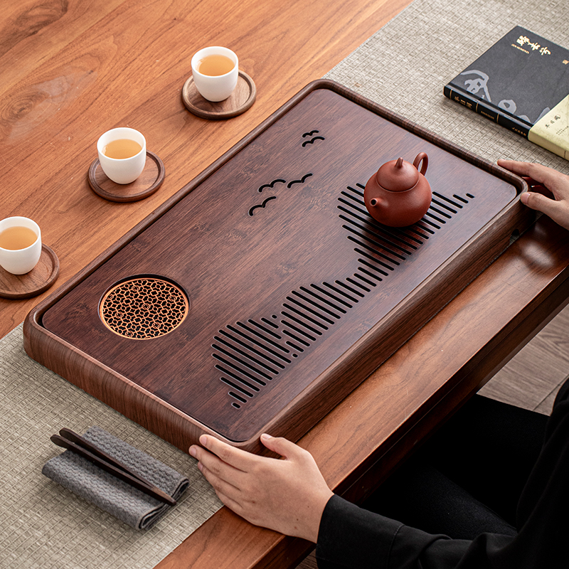2025新款茶盘家用功夫茶具托盘排水竹制沥水干泡台小茶海储排双用