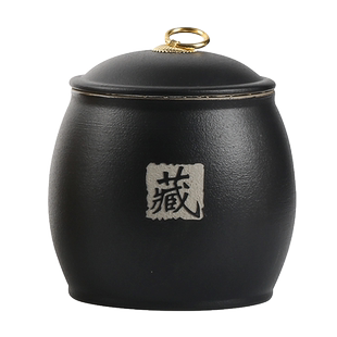黑陶茶叶罐家用陶瓷罐密封防潮罐红茶绿茶普洱茶叶储存空罐醒茶罐